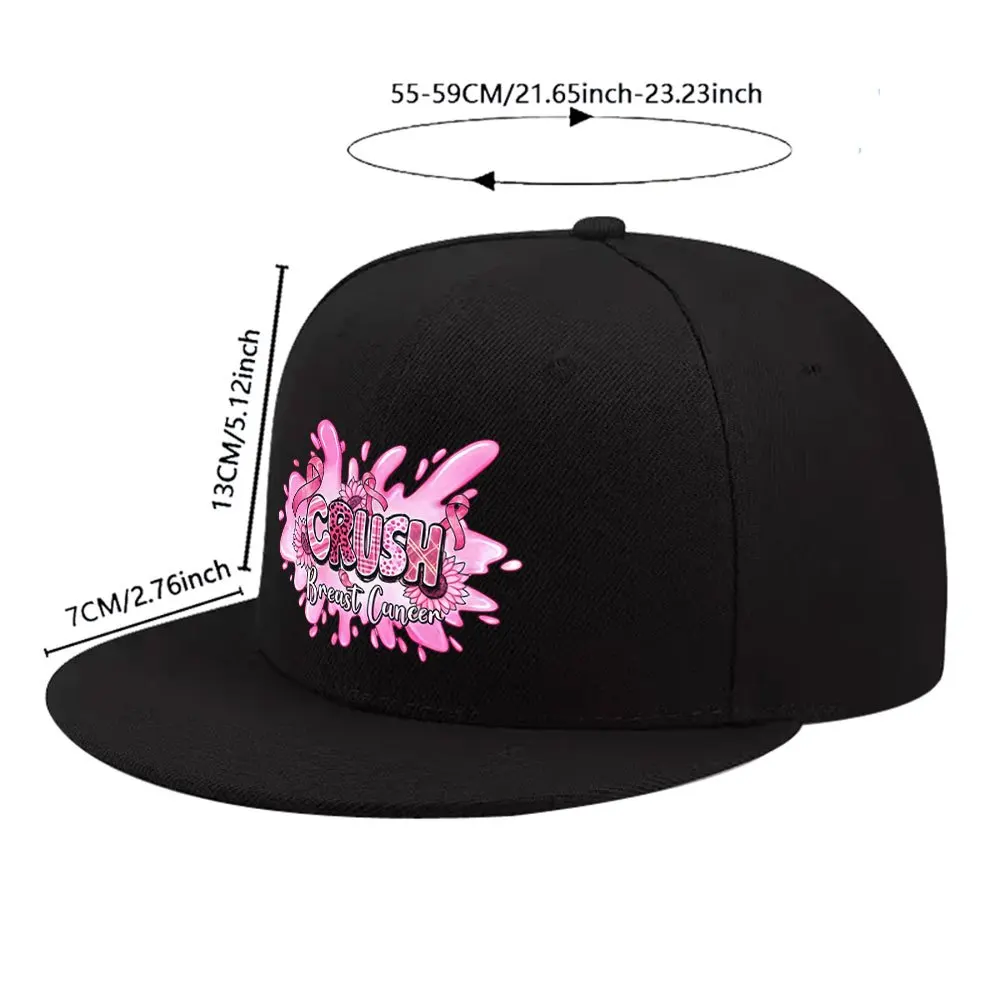 A Versatile Casual Baseball Cap with a Heart-shaped Pink Breast Cancer Awareness Design. Unisex Snapback Hat