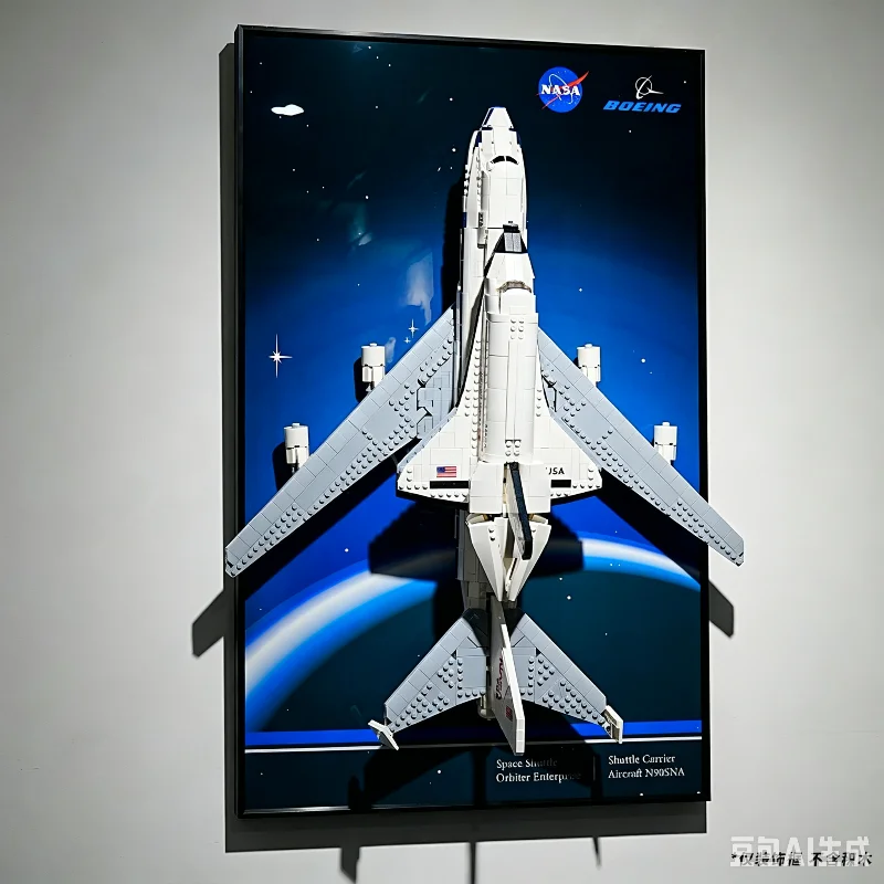 Wall Mounted Display Frame for 10360 Space Shuttle Carrier Aircraft Building Blocks Acrylic Dustproof Storage Background Board