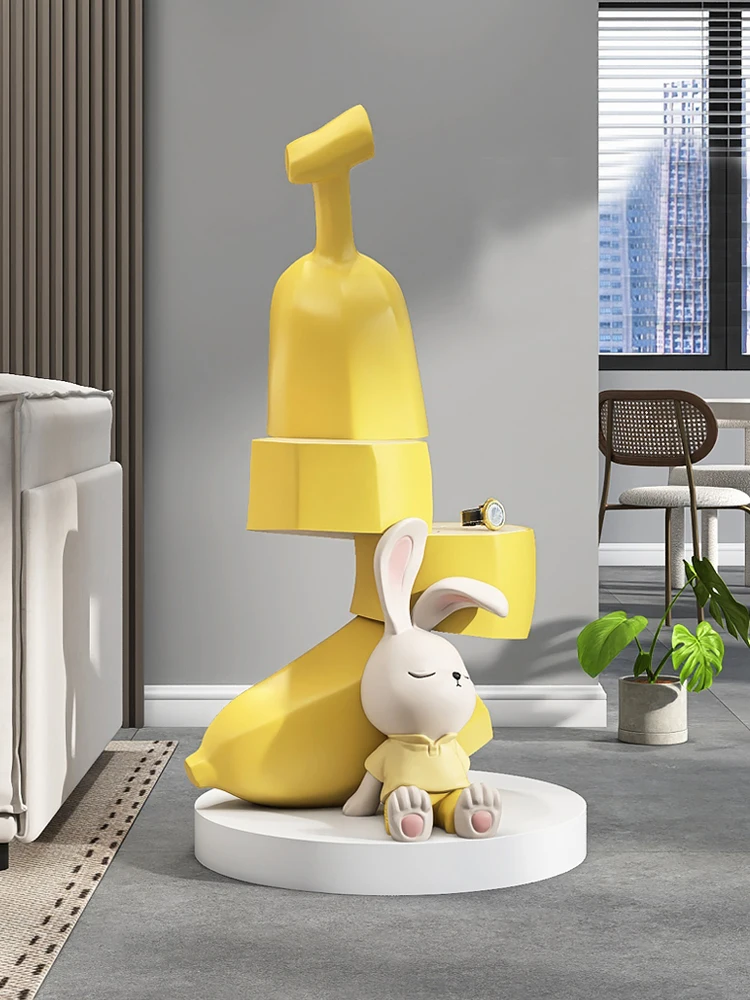 Trendy banana rabbit floor ornaments living room bedroom storage shelves multi-functional decorations house housewarming gifts