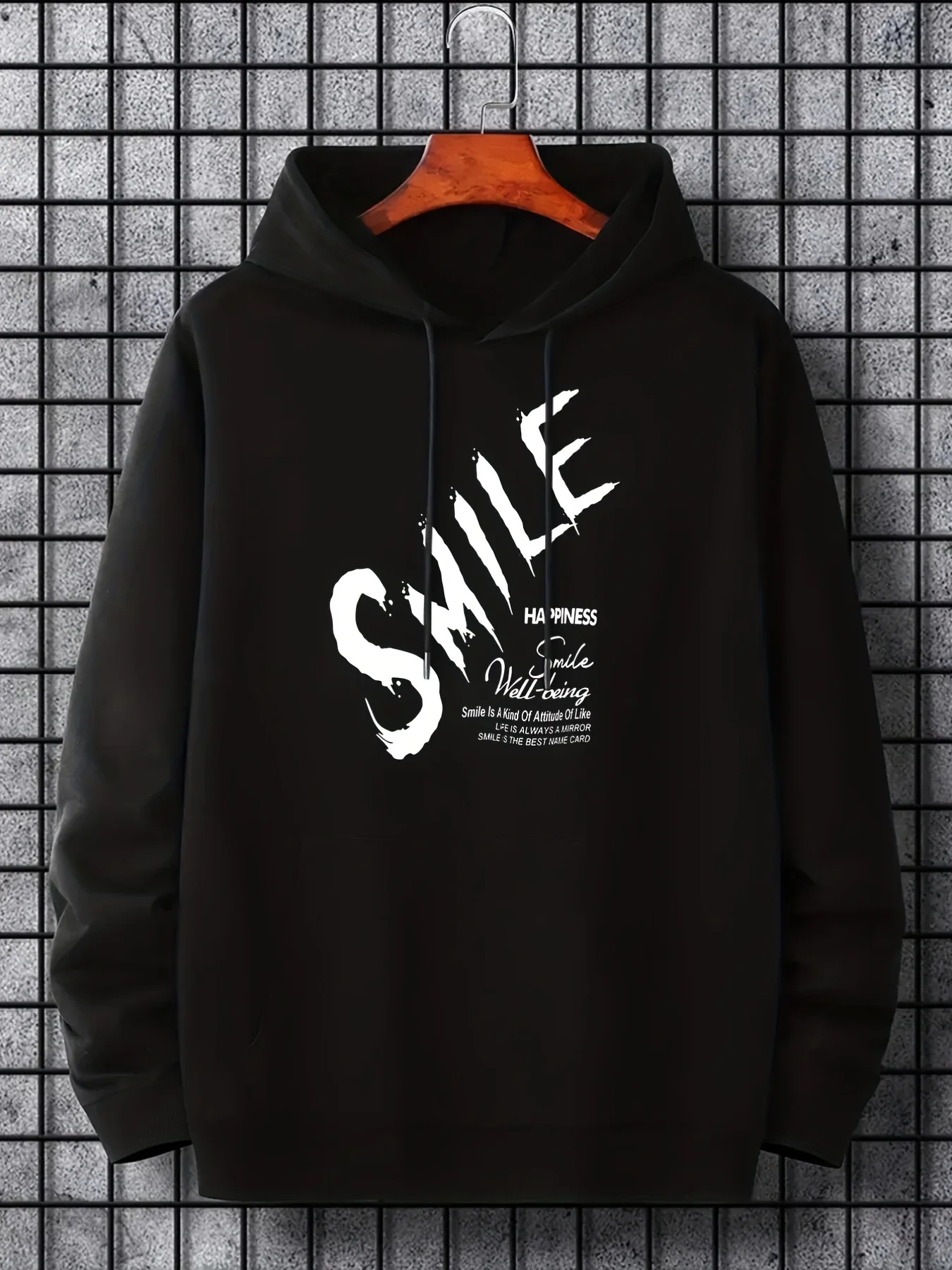 Men's Printed Drawstring Hoodie Sweater