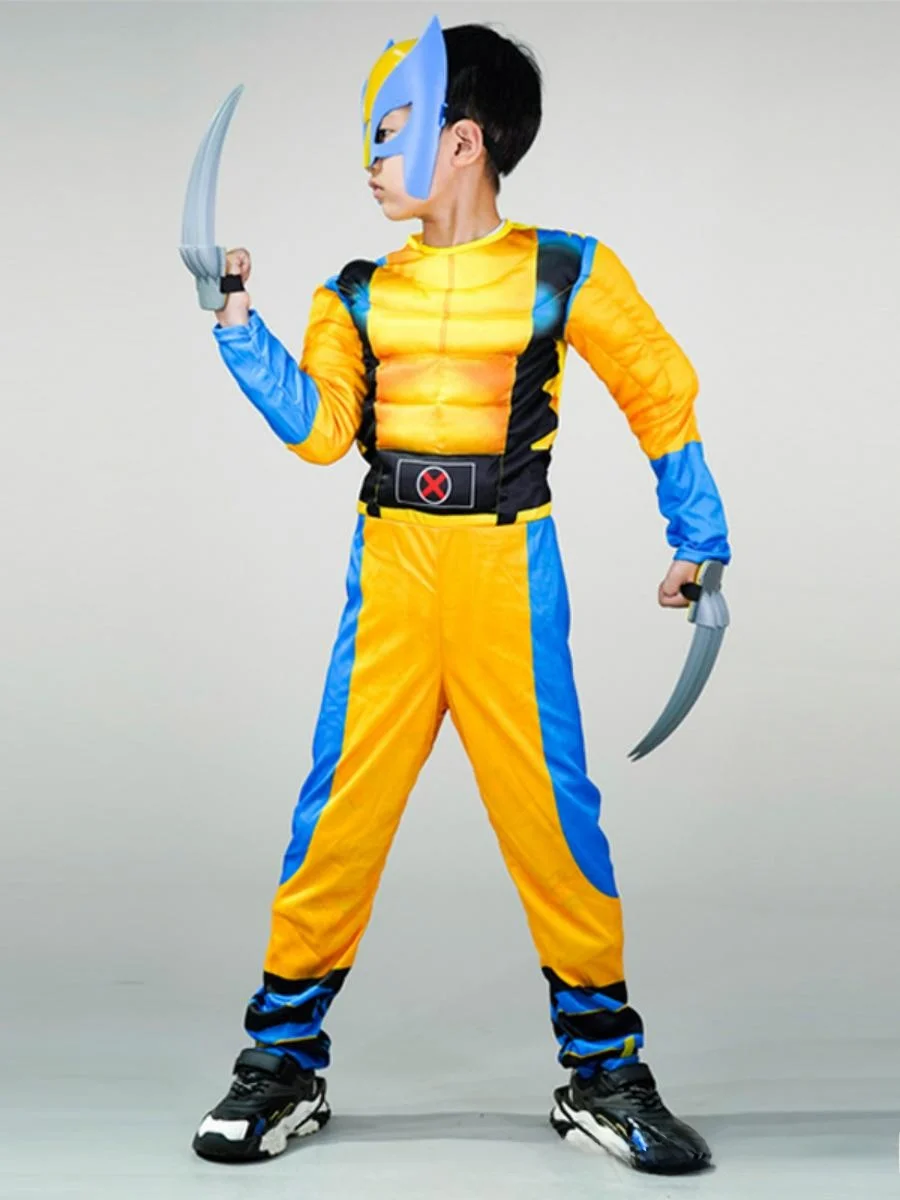 Children's Wolverine Costume Bla Panther Cosplay Suit loween Stage Performance Outfit Hero Anime Theme Polyester Material