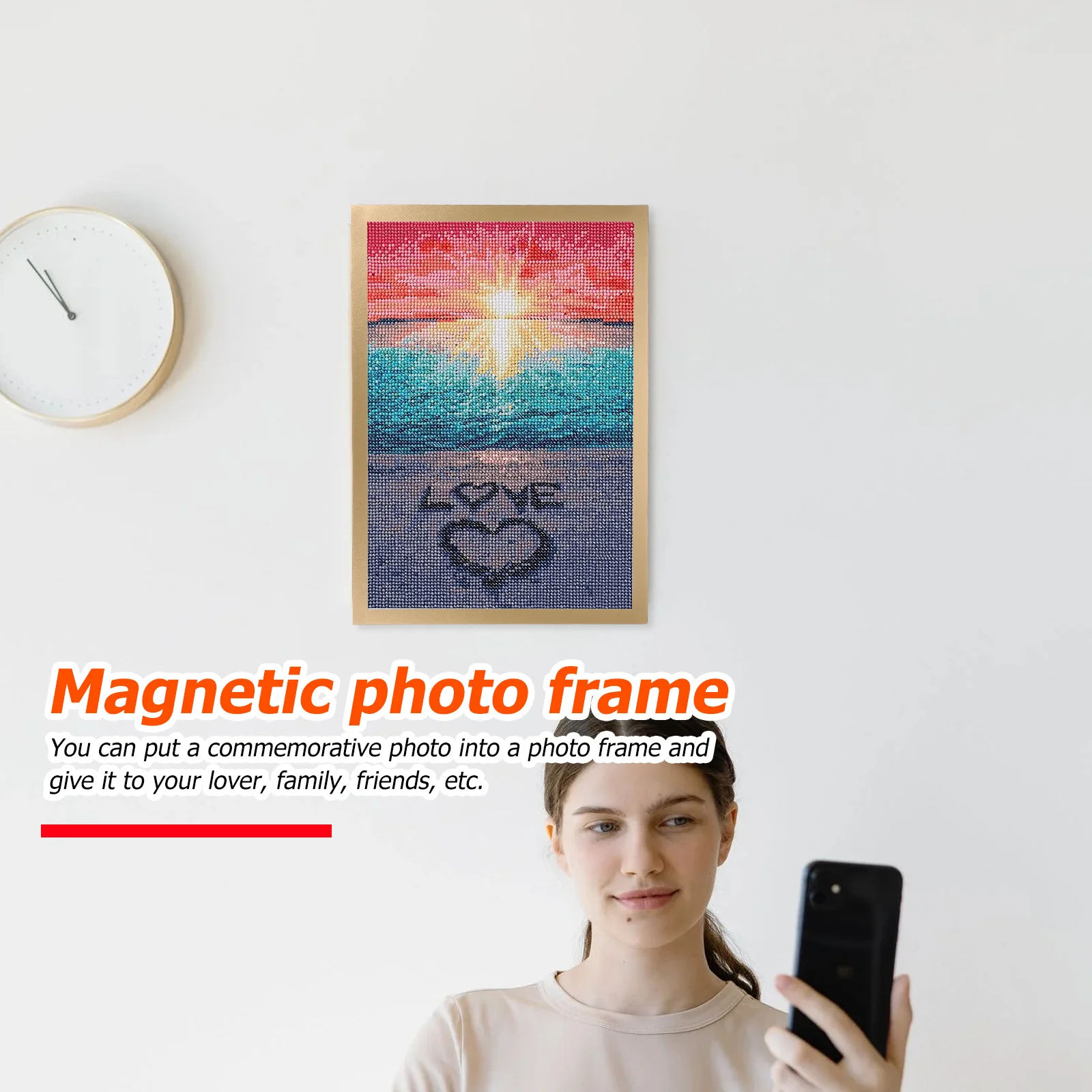 

2Sets Magnetic Photo Frame Premium Plastic Material Exquisite Workmanship Home Decor Diamond Drawing Oil Paintings Display