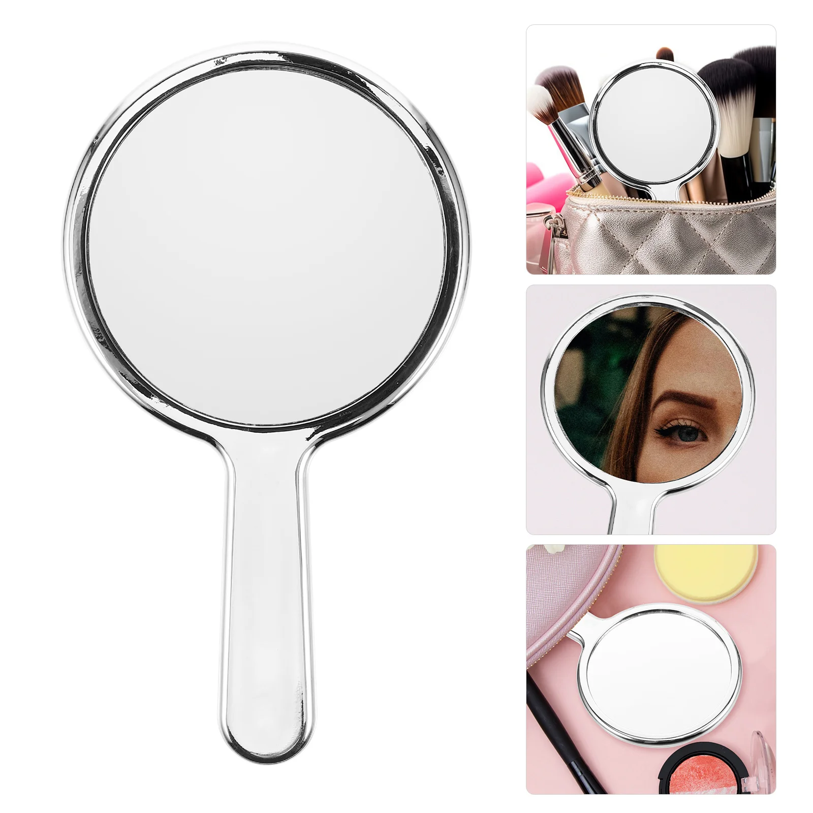 Lightweight Electroplated Makeup Mirror Compact Small Handheld Mirror Portable for Travel Convenient Looking-Glass