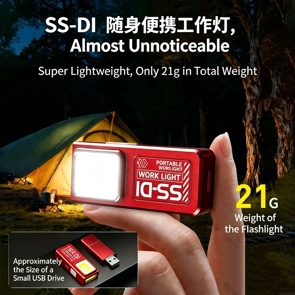 Mini COB LED Portable Flashlight USB Rechargeable Powerful Work Light with Clip Magnet Waterproof Camping Walking Pocket Lamp image 3