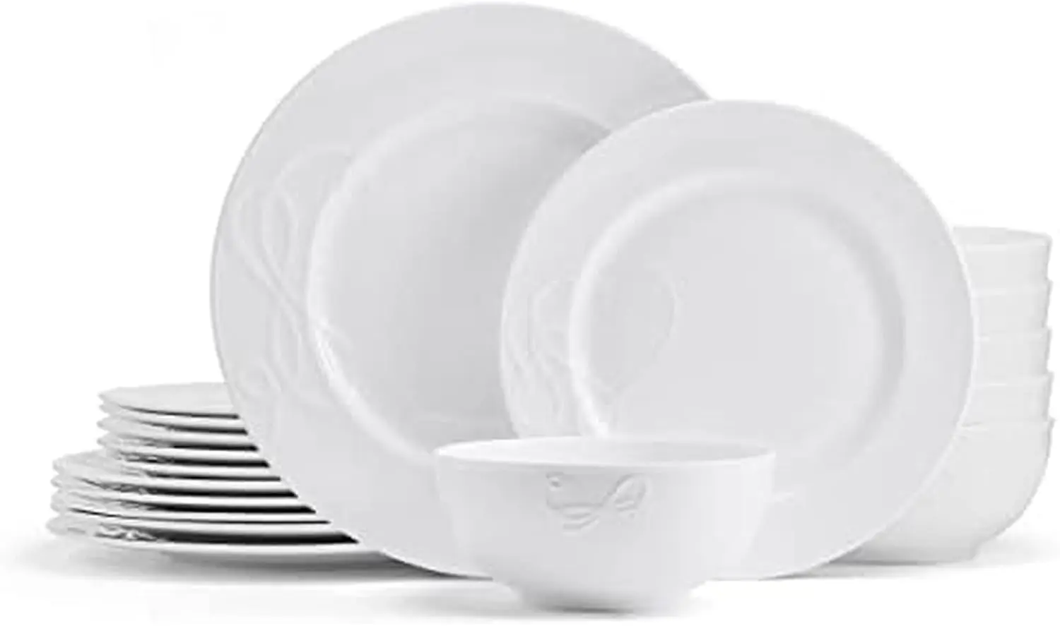 Chip-Resistant White 18-Piece Dinnerware Set, Service for 6