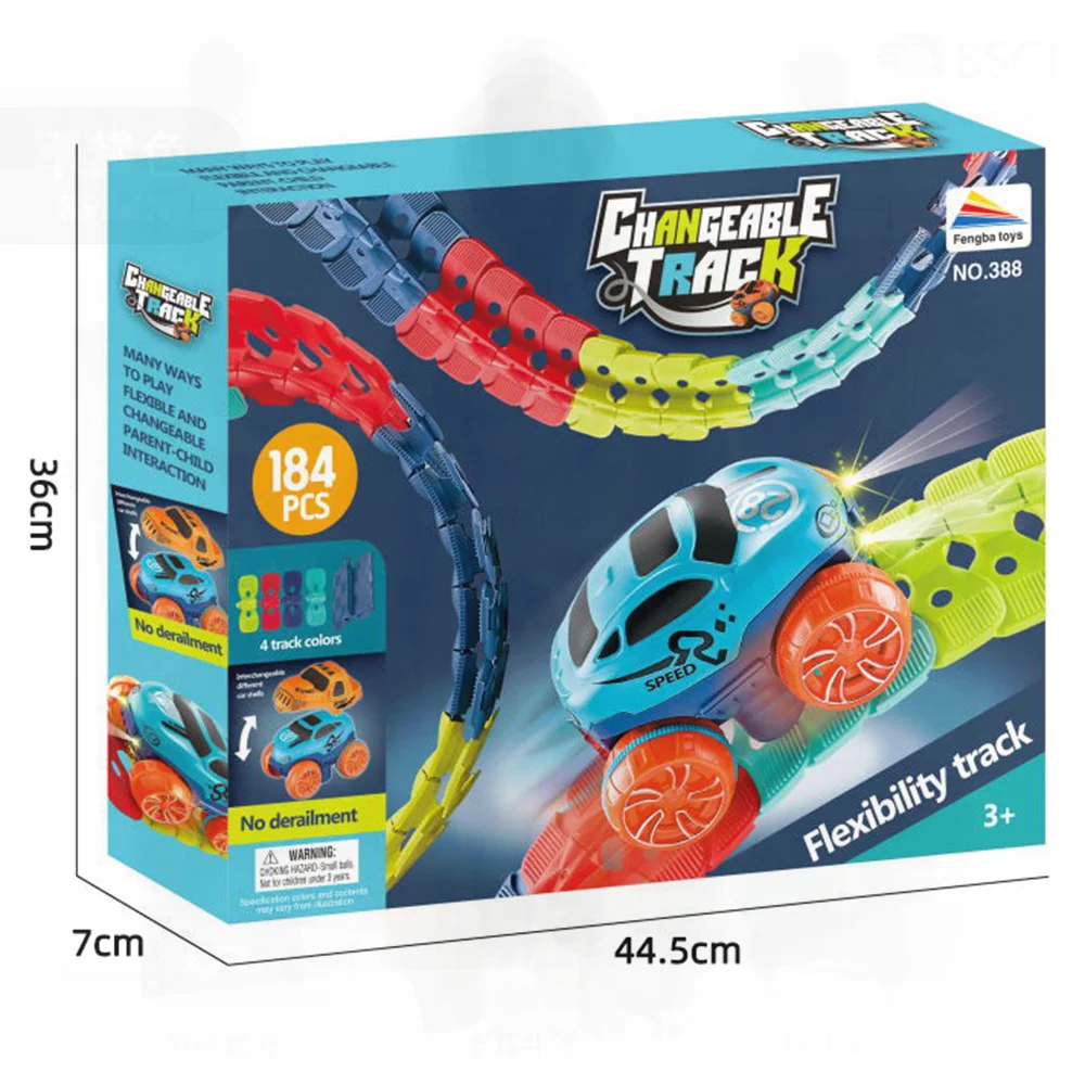 Ensemble de jouets de montagnes russes pour voiture électrique, piste assemblée Flexible pour enfants de 4 à 6 ans, Train d'éclairage intelligent avec