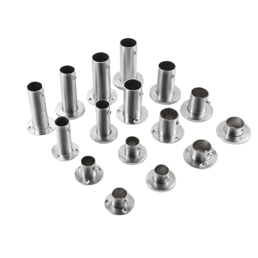 Stainless Steel Flange Bracket High Leg Closet Rod Support Wardrobe Pipe Connector Fixing Hardware For Home Storage Organizer