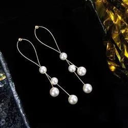 Elegant Imitation Pearl Tassel Long Earrings for Women Wedding Party New Fashion Drop Dangle Earrings Statement Jewelry Gift