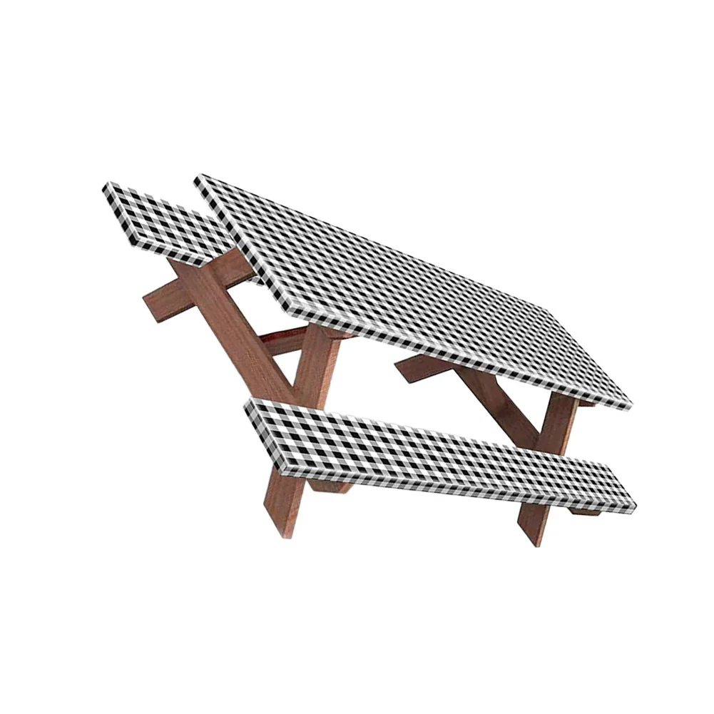 Elastic Edge Fit Bench Cover Set Barbecue Garden Party As Shown Waterproof Tablecloth Thickened Flannel Backing