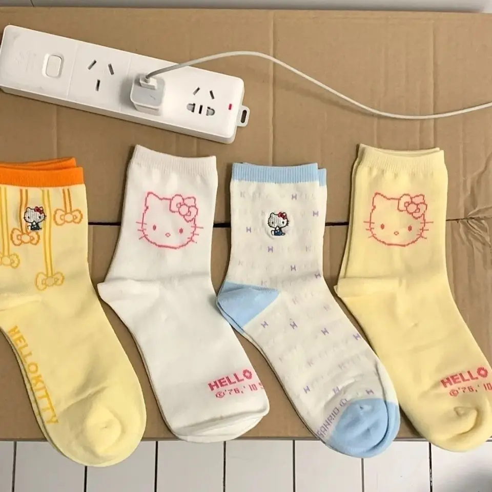 

Kawaii Sanrio Hello Kitty Socks for Girls Medium Socks Hello Kitty Accessories Socks Rosered Black White Sock Women Female Y2K