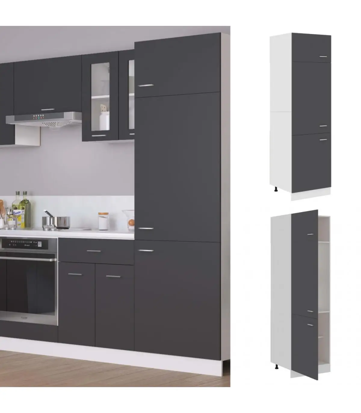 Kitchen cabinets fridge cabinet plywood Gray 60x57x207 cm