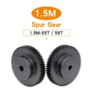 Spur Gear1.5M-55/58T Hole Size 10/12mm Motor Gear SC45# Carbon Steel Blackening High Frequency Quenching Transmission Parts