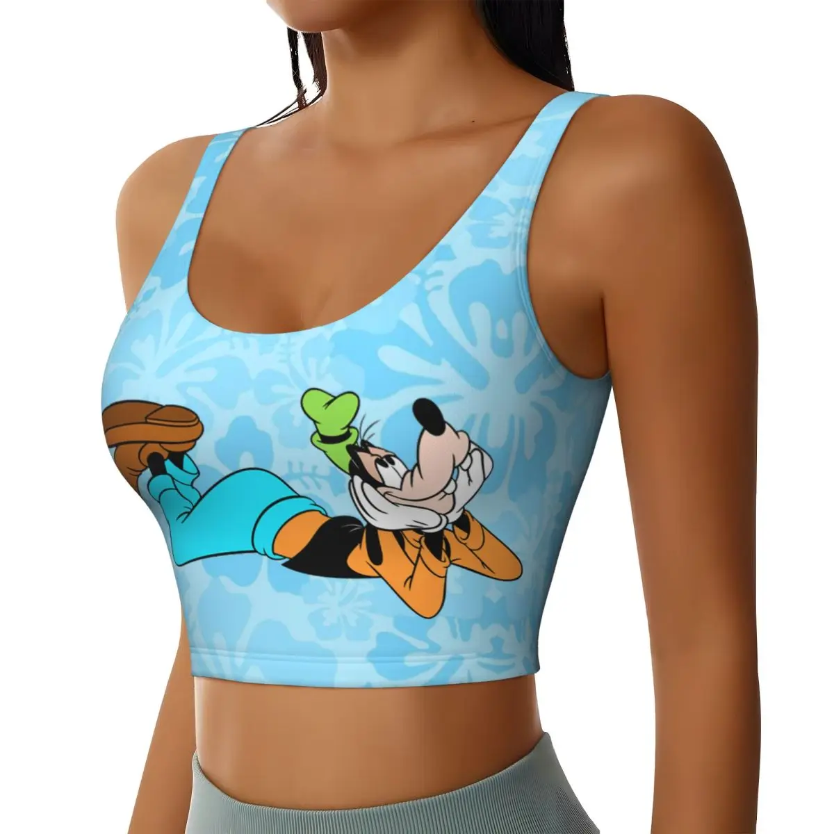 Custom Women Goofy Lying On Front Sports Bras High Impact Gym Workout Running Crop Tank Tops