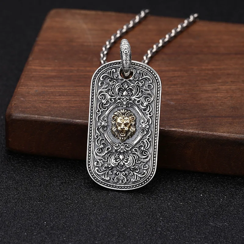 

s925 sterling silver ornament men's personality Thai silver Korean style handsome Lion's Head Fashion necklace pendant