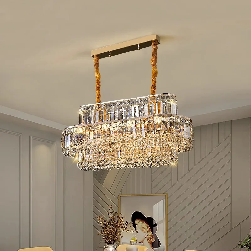 LED Luxury K9 Crystal Big Ceiling Chandeliers Lighting Fixture Hanging Light Modern Designer Foyer Decor Lustre Living Room