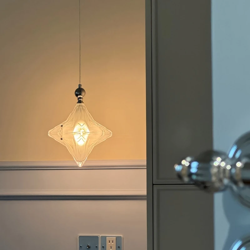 

French star chandelier entrance bedroom bedside lamp light luxury corridor restaurant glass small chandelier