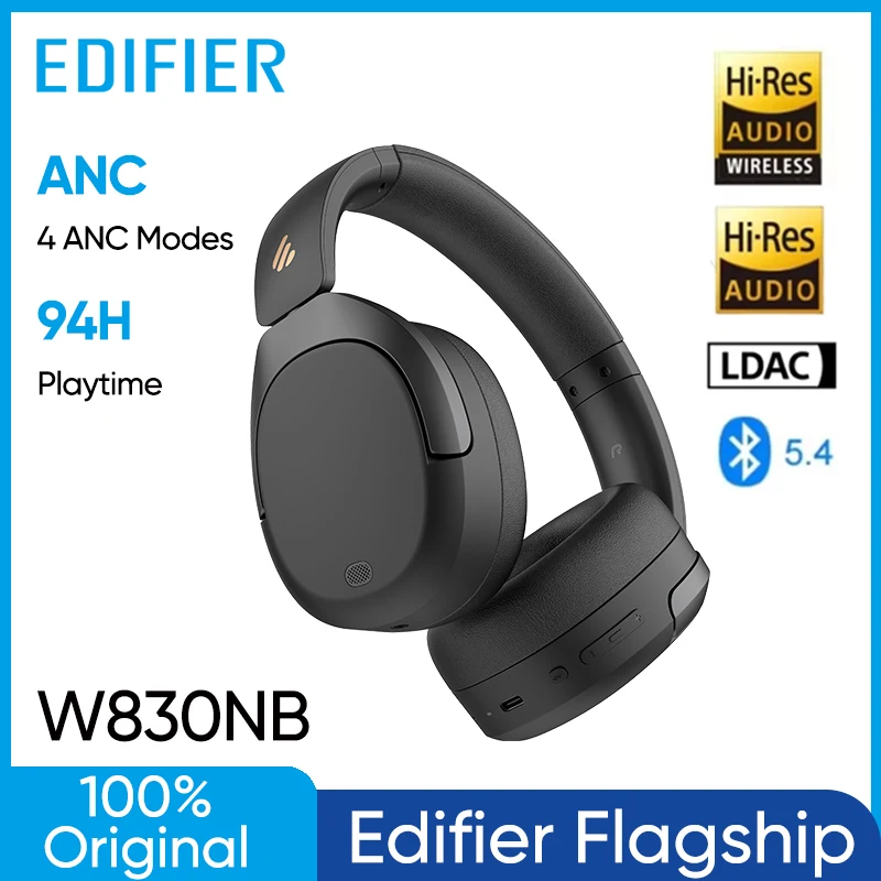 Edifier W830NB casque sans fil-45dB suppression active du bruit casque supra-auriculaire haute résolution LDAC 94H autonomie de la batterie Bluetooth 5.4