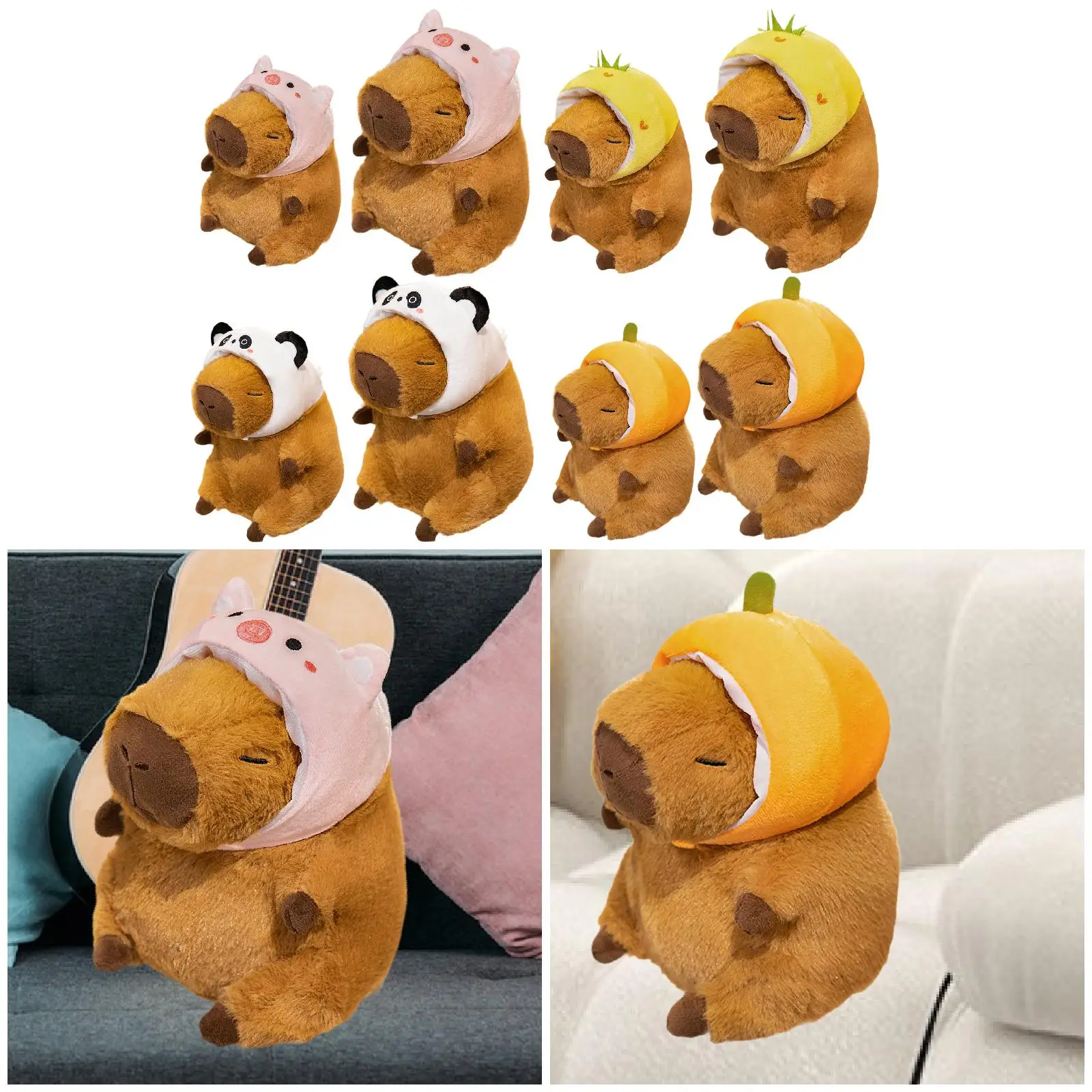 Peluche Capybara pour décoration de chambre d'enfant, jouet doux, personnage de dessin animé, marron, chambre à coucher, salon, cadeaux