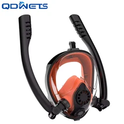 Snorkeling Mask Double Tube Silicone Full Dry Diving Mask Adult Swimming Mask Diving Goggles Self Contained Underwater Breathing