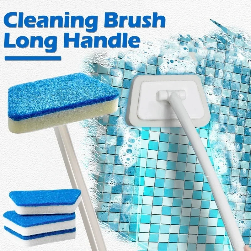 Bathroom Sponge Cleaning Brush Multi-Functional Tool Long Handle Removable Household Floor Bathtub Brushes Ceramic Tile Brush