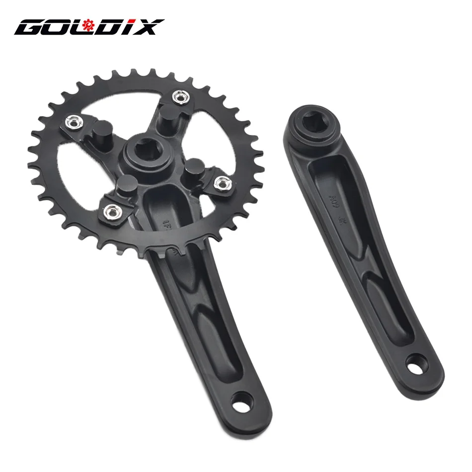 GOLDIX Bicycle Crankset 104BCD Mountain Bike Square Hole Crank Aluminum Alloy Crank 170mm Black 32T 34T 36T 38T 40T 42T