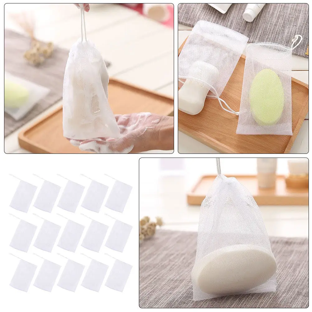 50Pcs Soap Mesh Holder Foaming Nets Bubble Net for Face Washing Shower Soap Bubble Maker Foaming Net Maker Nets