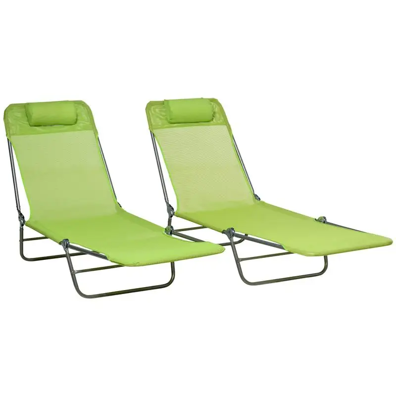 2-teilige klappbare Chaiselongue-Stühle, Sonnenschutzstühle für den Pool, Outdoor-Loungesessel mit 6-fach verstellbarer Rückenlehne, atmungsaktiv