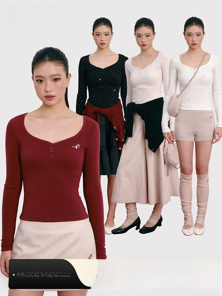 

Классическая женская футболка Moonmoi Slim Fit с длинным рукавом, из смесового хлопка, удобная, дышащая, с широкими плечами