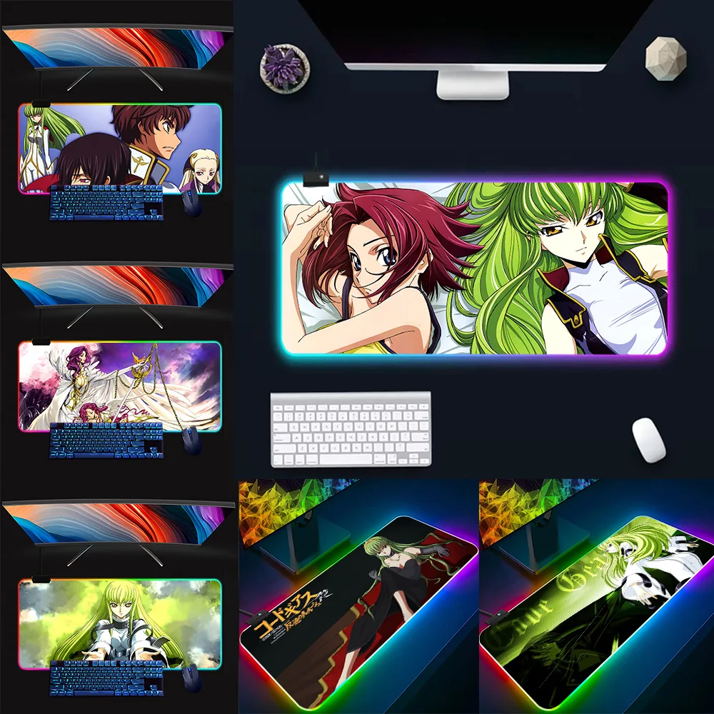 

Fashion Code Geass RGB Pc Gamer Keyboard Mouse Pad Mousepad LED Glowing Mouse Mats Rubber Gaming Computer Mausepad