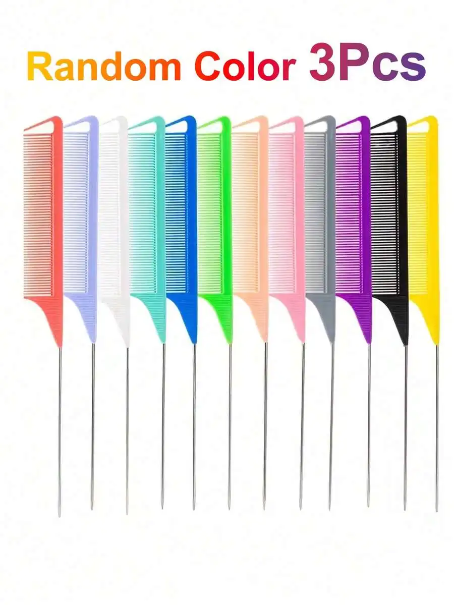 

Professional Tail Comb Set 3Pcs Candy Color Anti-Static Hair Comb For Salon Barbershop Bridal Use