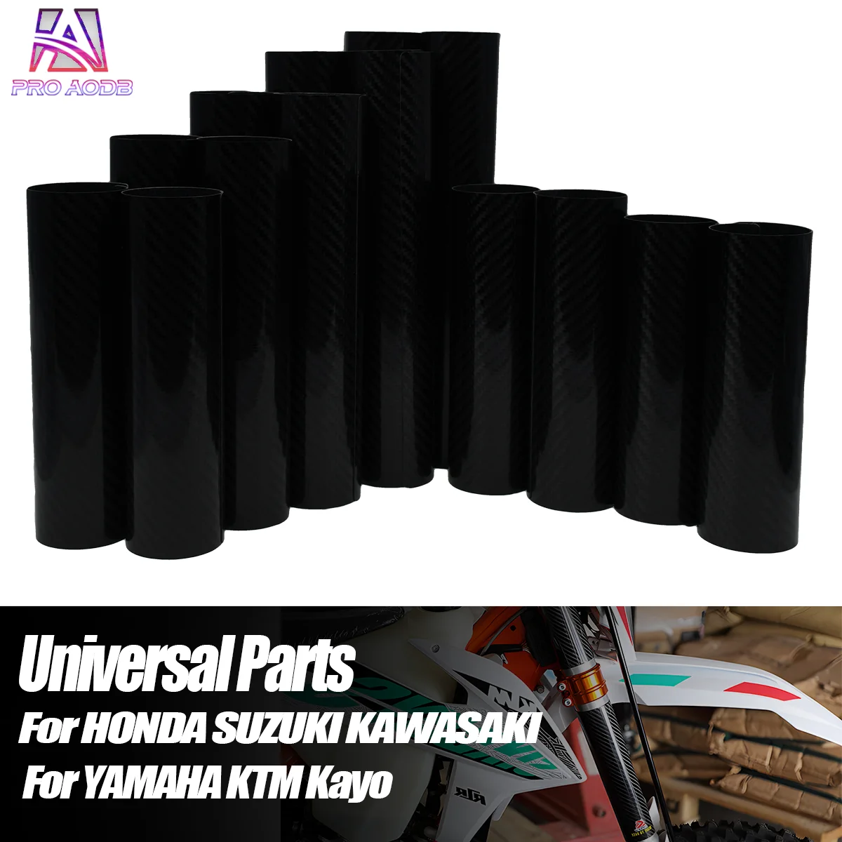160mm-260mm Carbon Fiber Front Fork Guard Wrap Cover Universal For KTM SHERCO Kawasaki Suzuki Honda Yamaha Husqvarna Parts