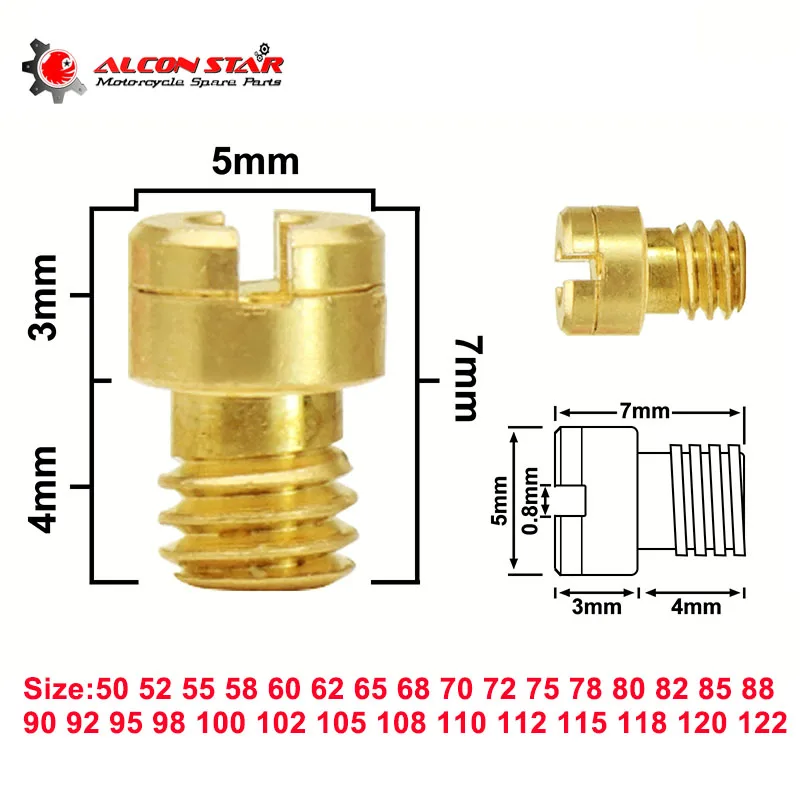 Alconstar Carburetor Main Jets For Keihin 99101-116 For PZ19 PB16 PB18 PC18 PC20 Carb KLX110 DR-Z110 ATC70 TRX70 TRX90 XR75