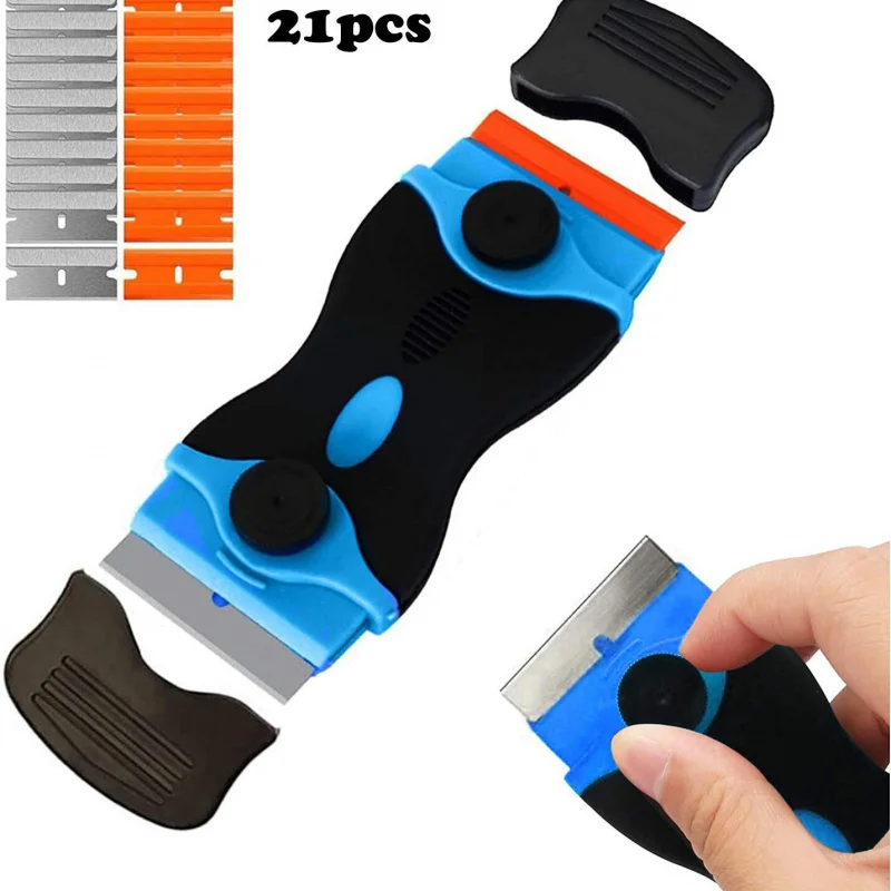 21Set of Plastic Scraper Glass Decals Remover，Replace Blade，Used for Scraping Stick Label Flower Stickers