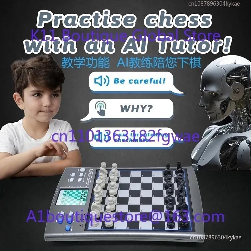 Beginners Chess Computer Electronic Board with Talking English Germany Magnetic Chess Pieces Self Teaching Program