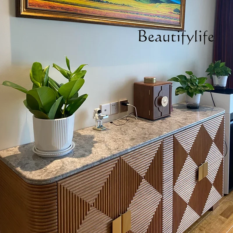 YJ57 خزانة جانبية لتناول الطعام من الخشب الصلب بالكامل على طراز العصور الوسطى، خزانة جانبية لتناول الطعام الفرنسية القديمة، خزانة مدخل، وضع مصمم للتخزين #3