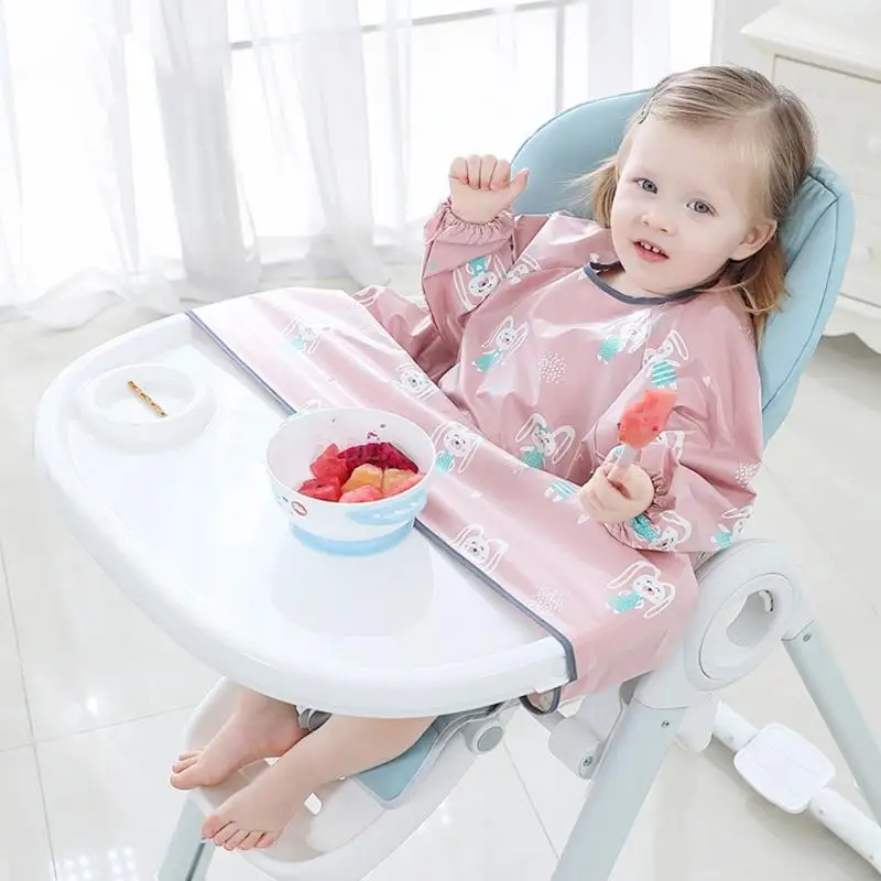 

Newborn Long Sleeve Bib Coverall with Table Cloth Cover Baby Dining Chair Gown Waterproof Saliva Towel Burp Apron Bibs