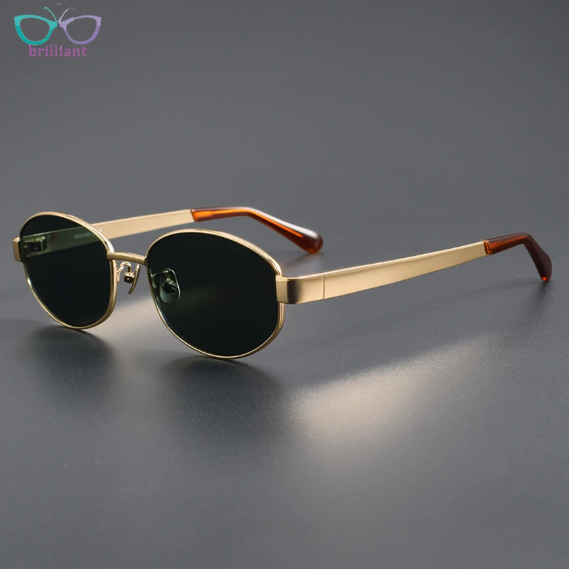 2024 High-quality Metal Oval Women's Sunglasses Fashion Designer Brand Retro Men's Outdoor Travel Driving UV400 Sun Glasses