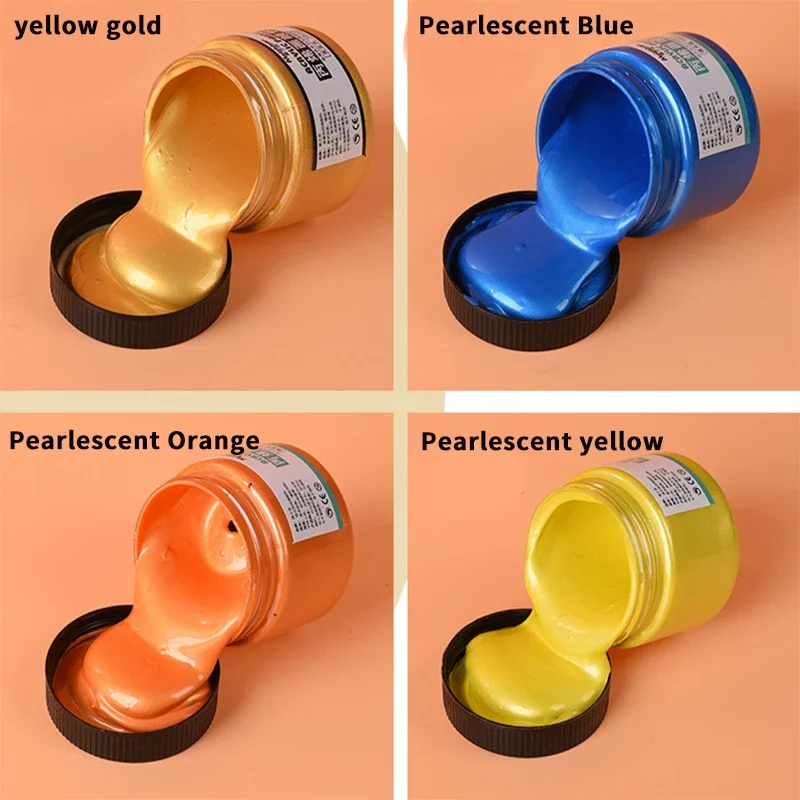 Imagem -02 - Pérola Dourada Pintura Acrílica 14-color Metal Pintura Fluida Faça Você Mesmo Modelo Coloração à Prova Ddiy Água Garrafa de Agulha Líquida 60 100ml