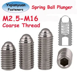 Yiqianyuan M2.5-M16 SUS304 Stainless Steel Hexagon Socket Spring Ball Plunger Point Set Screws Headless Screws Grub Screws