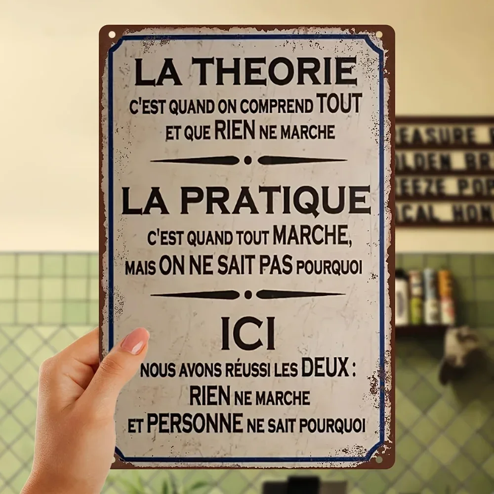 Plaque Métallique Vintage Thème Français 2D Plate Humoristique Informatrice Étanche en Fer Décoration Murale Rustique pour Maison et Bar