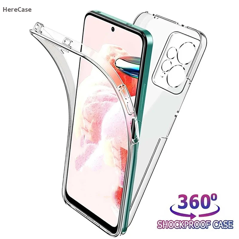 360 Full Cover Silicone Case For Xiaomi Redmi Note 13 12 Pro Plus Note 11 10 5G 9s 13C 12C 10C 9A 8A Clear Hybrid PC Hard Coque