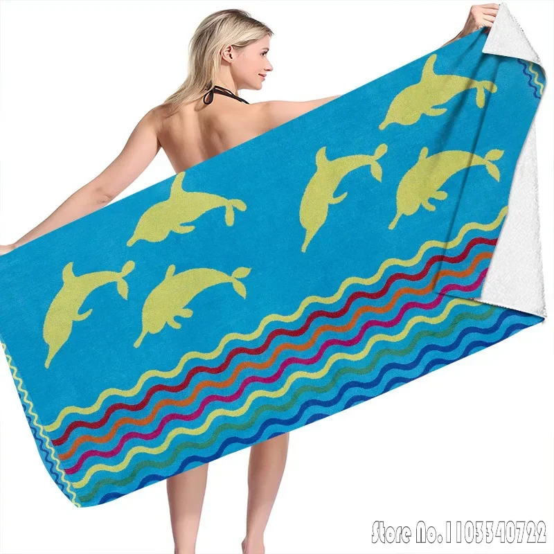 Striped marine animal cartoon Bath Towels Microfiber Beach Swimming Towel Decor for Kids Gift 75x150cm