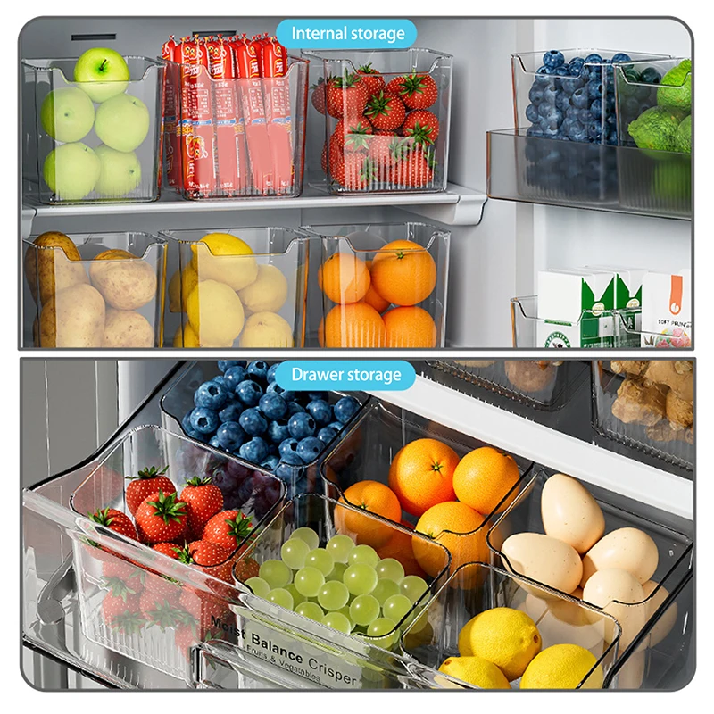 صندوق تخزين المطبخ المبتكر؛ حاوية طعام طازجة بباب جانبي للثلاجة؛ يحمل الفواكه والخضروات والتوابل #4