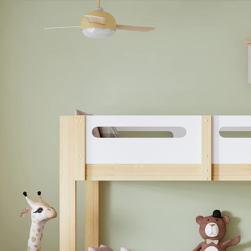 Kinder-Etagenbett mit 3-stufigem Regal, 3-stufiger Leiter und Sicherheitsgitter – stabile Lattenrostkonstruktion, geeignet für Kinderzimmer (ohne Matratze). – Detail 20
