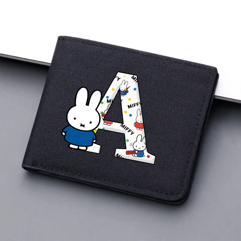 Кошелек-miffy-из-нейлона-короткий-с-мультяшным-дизайном-на-26-карт-портативный-для-мужчин-и-женщин-новый-модный-черный-для-монет-подарок