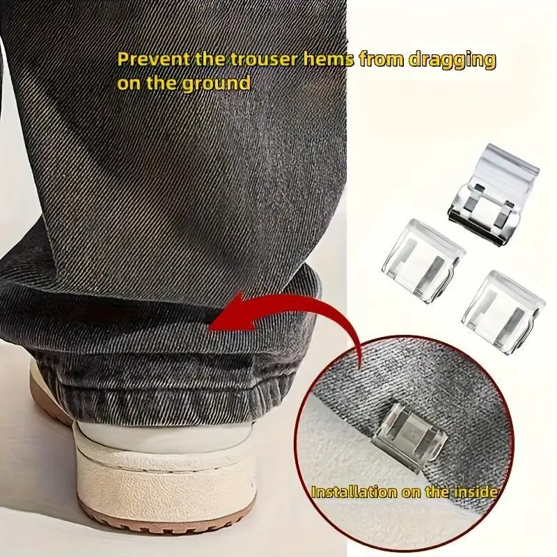 6/4/2Pcs Invisible Leg Shortening Pants Clips Seamless Hidden Button Closure Prevent Hems Dragging for Daily Use