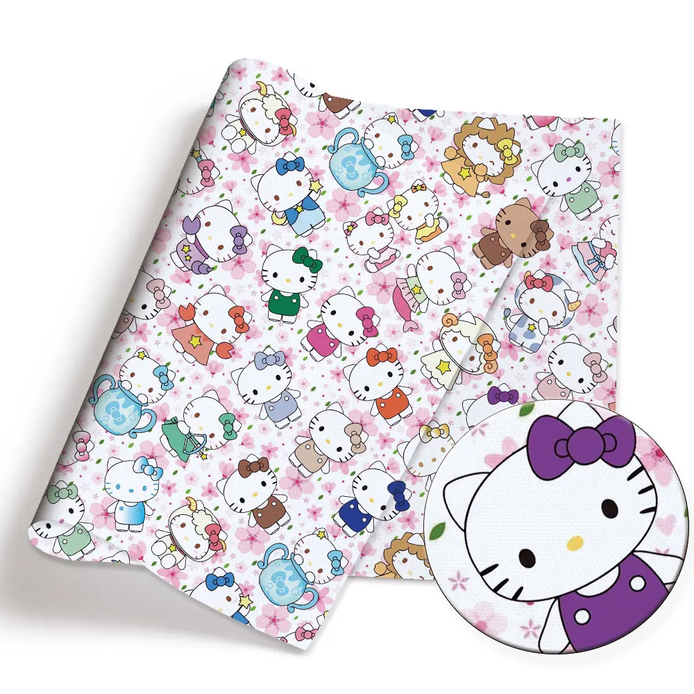 Hello Kitty 140x50CM Cartoon Polyester cotton fabric Patchwork Tissue Kid Home Textile Sewing Doll Dress Curtain cotton Fabric
