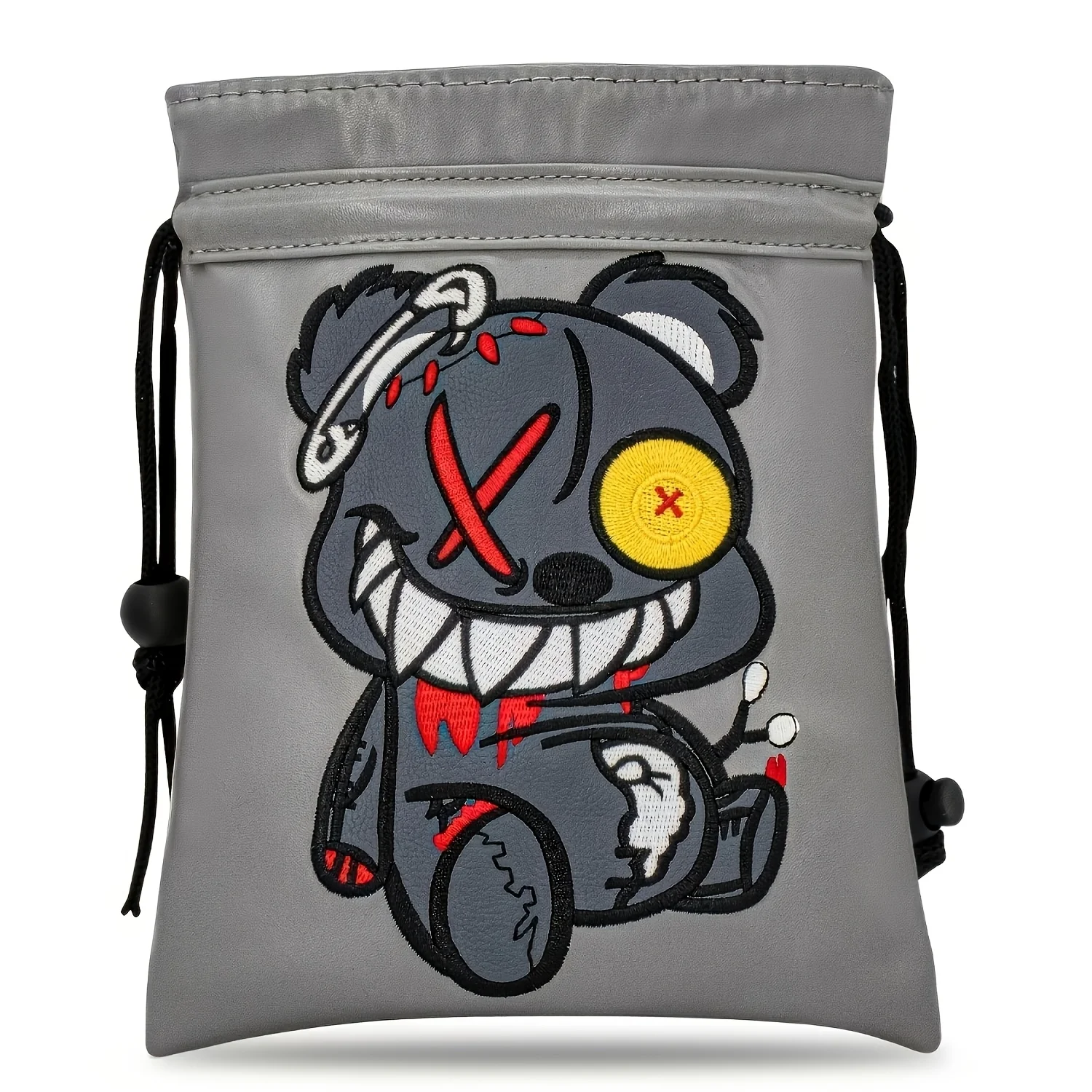 Golf Bag Featuring a Monocled Bear Design, Equipped with a Drawstring Closure. This Portable And Durable Faux PU Pouch