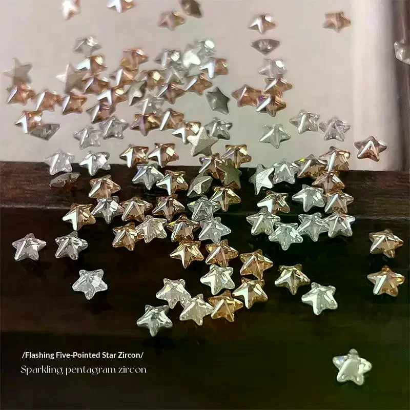 50 pezzi stella zircone strass per unghie nail art fascino scintilla 3D rivetto per unghie fondo piatto parti di decorazione per unghie manicure fai da te