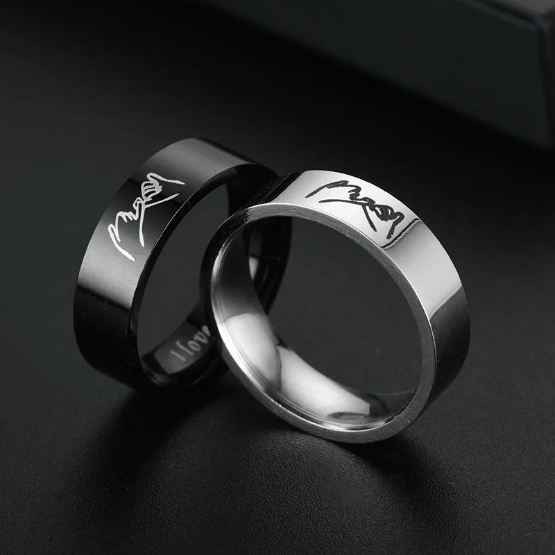 1 Pair Of Couple Rings Cute Cartoon Heart-shaped Women's And Men's Rings Romantic Couple Anniversary Commemorative Jewelry Gifts